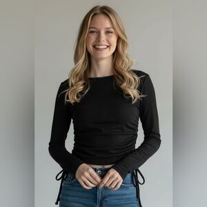 Y2K 2010 Abrcrombie & Fitch long sleeve black crop top XS